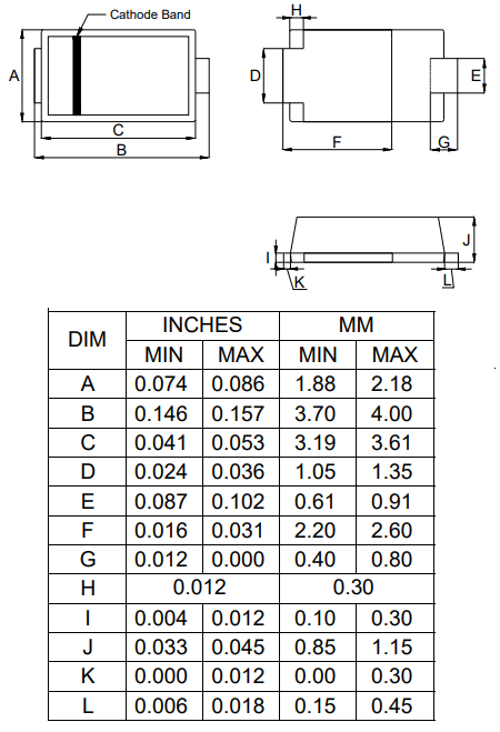 Mechanical Drawing - Micro Commercial Components (MCC) UG2xHL Super Fast Recovery Rectifiers